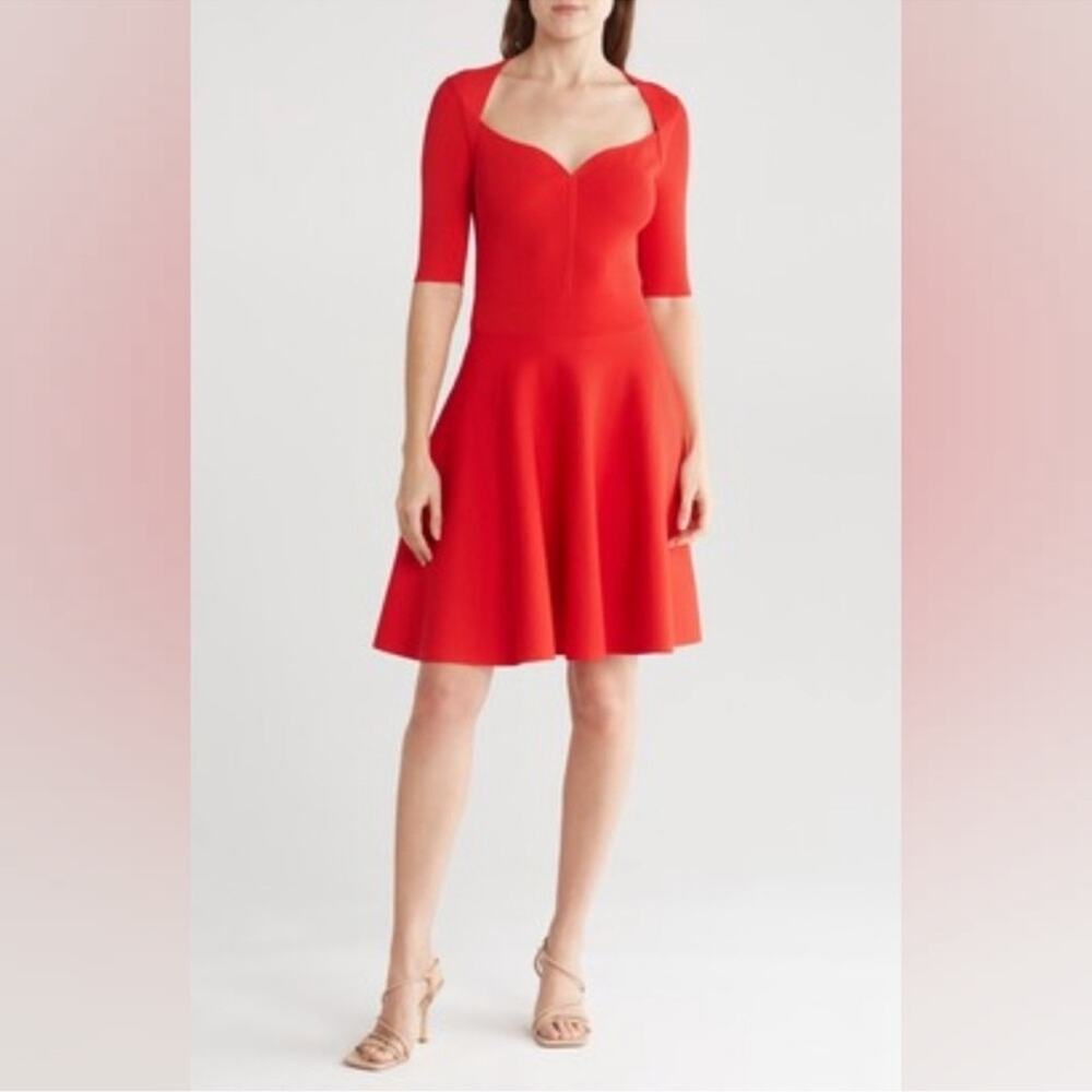 NWT Ted Baker Millly Sweetheart Neckline Dress Red sz 6 (16) Stretch Cocktail